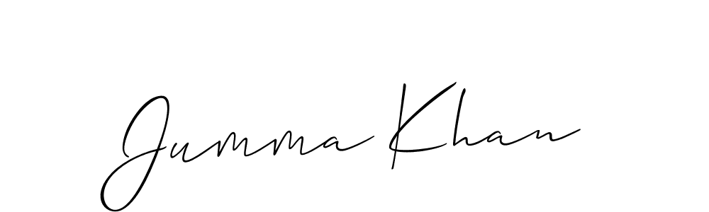 How to make Jumma Khan name signature. Use Allison_Script style for creating short signs online. This is the latest handwritten sign. Jumma Khan signature style 2 images and pictures png