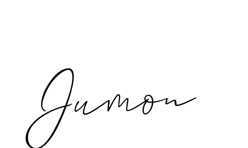 Design your own signature with our free online signature maker. With this signature software, you can create a handwritten (Allison_Script) signature for name Jumon. Jumon signature style 2 images and pictures png