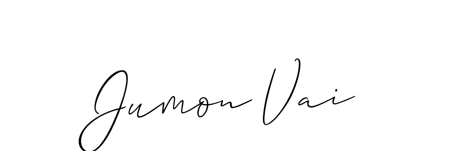 Make a beautiful signature design for name Jumon Vai. With this signature (Allison_Script) style, you can create a handwritten signature for free. Jumon Vai signature style 2 images and pictures png