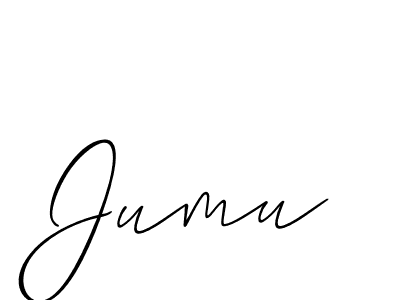 Make a beautiful signature design for name Jumu. With this signature (Allison_Script) style, you can create a handwritten signature for free. Jumu signature style 2 images and pictures png