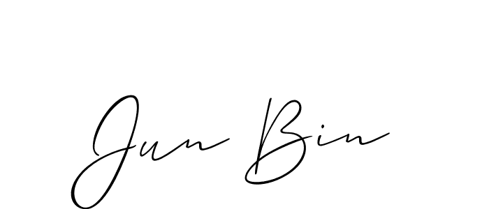 You should practise on your own different ways (Allison_Script) to write your name (Jun Bin) in signature. don't let someone else do it for you. Jun Bin signature style 2 images and pictures png