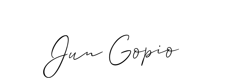 You should practise on your own different ways (Allison_Script) to write your name (Jun Gopio) in signature. don't let someone else do it for you. Jun Gopio signature style 2 images and pictures png