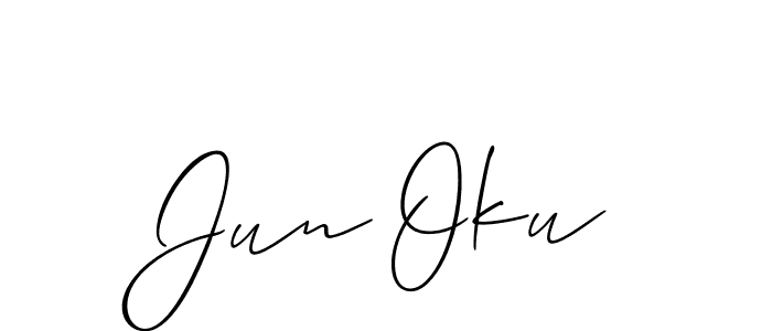 You should practise on your own different ways (Allison_Script) to write your name (Jun Oku) in signature. don't let someone else do it for you. Jun Oku signature style 2 images and pictures png
