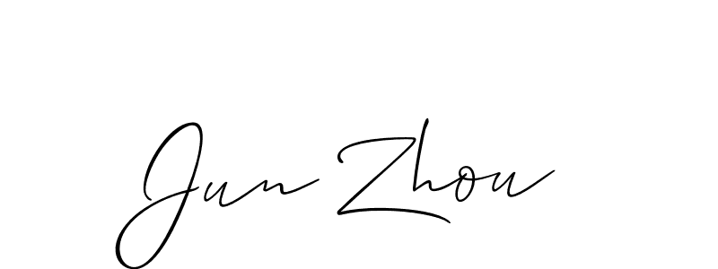 Allison_Script is a professional signature style that is perfect for those who want to add a touch of class to their signature. It is also a great choice for those who want to make their signature more unique. Get Jun Zhou name to fancy signature for free. Jun Zhou signature style 2 images and pictures png