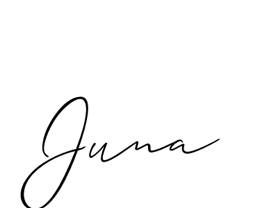 Use a signature maker to create a handwritten signature online. With this signature software, you can design (Allison_Script) your own signature for name Juna. Juna signature style 2 images and pictures png