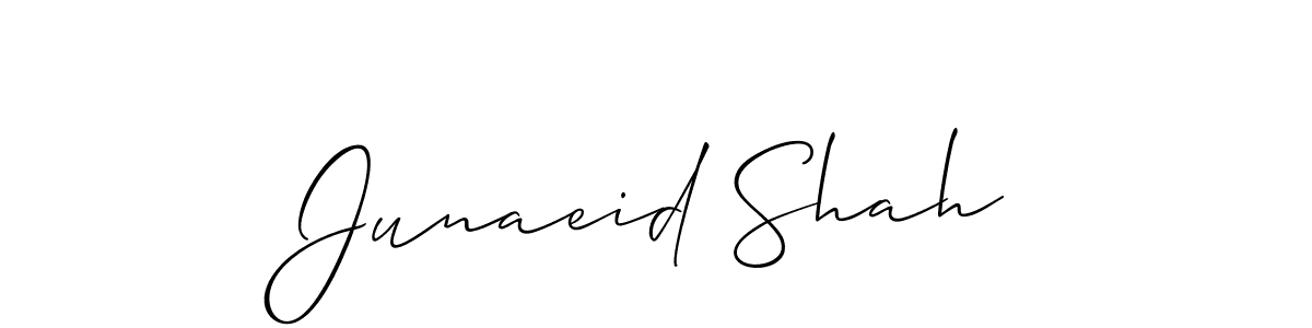 The best way (Allison_Script) to make a short signature is to pick only two or three words in your name. The name Junaeid Shah include a total of six letters. For converting this name. Junaeid Shah signature style 2 images and pictures png