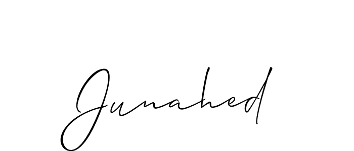 Use a signature maker to create a handwritten signature online. With this signature software, you can design (Allison_Script) your own signature for name Junahed. Junahed signature style 2 images and pictures png