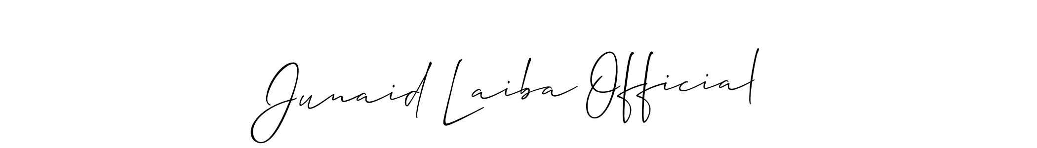 Allison_Script is a professional signature style that is perfect for those who want to add a touch of class to their signature. It is also a great choice for those who want to make their signature more unique. Get Junaid Laiba Official name to fancy signature for free. Junaid Laiba Official signature style 2 images and pictures png