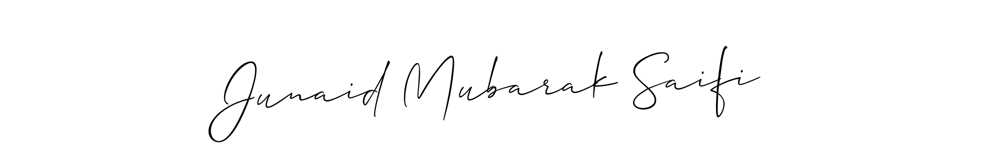 Make a short Junaid Mubarak Saifi signature style. Manage your documents anywhere anytime using Allison_Script. Create and add eSignatures, submit forms, share and send files easily. Junaid Mubarak Saifi signature style 2 images and pictures png