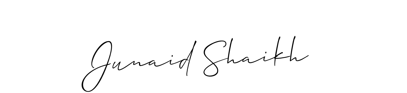 Allison_Script is a professional signature style that is perfect for those who want to add a touch of class to their signature. It is also a great choice for those who want to make their signature more unique. Get Junaid Shaikh name to fancy signature for free. Junaid Shaikh signature style 2 images and pictures png