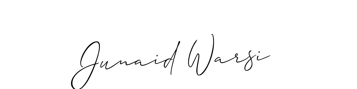 How to make Junaid Warsi name signature. Use Allison_Script style for creating short signs online. This is the latest handwritten sign. Junaid Warsi signature style 2 images and pictures png