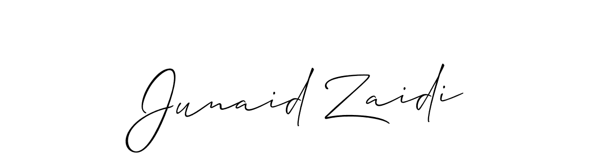 Make a beautiful signature design for name Junaid Zaidi. With this signature (Allison_Script) style, you can create a handwritten signature for free. Junaid Zaidi signature style 2 images and pictures png