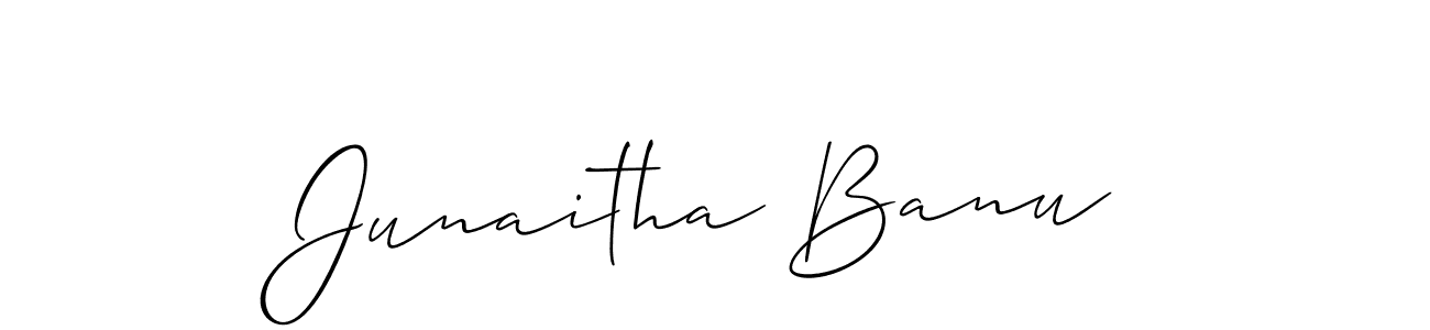 Also You can easily find your signature by using the search form. We will create Junaitha Banu name handwritten signature images for you free of cost using Allison_Script sign style. Junaitha Banu signature style 2 images and pictures png