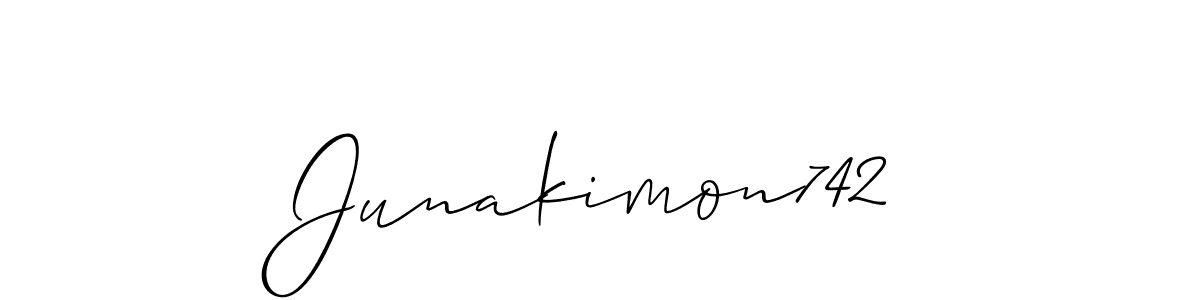 Make a beautiful signature design for name Junakimon742. With this signature (Allison_Script) style, you can create a handwritten signature for free. Junakimon742 signature style 2 images and pictures png