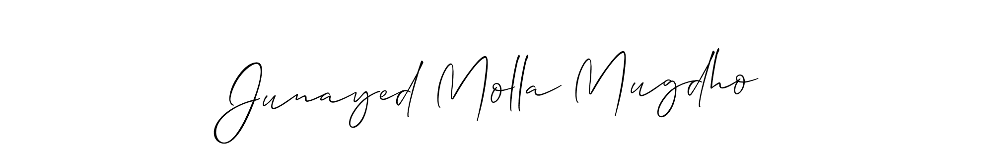 How to make Junayed Molla Mugdho name signature. Use Allison_Script style for creating short signs online. This is the latest handwritten sign. Junayed Molla Mugdho signature style 2 images and pictures png
