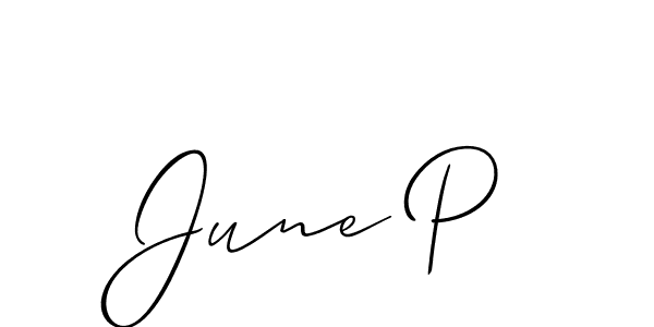 if you are searching for the best signature style for your name June P. so please give up your signature search. here we have designed multiple signature styles  using Allison_Script. June P signature style 2 images and pictures png