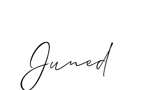 Use a signature maker to create a handwritten signature online. With this signature software, you can design (Allison_Script) your own signature for name Juned. Juned signature style 2 images and pictures png