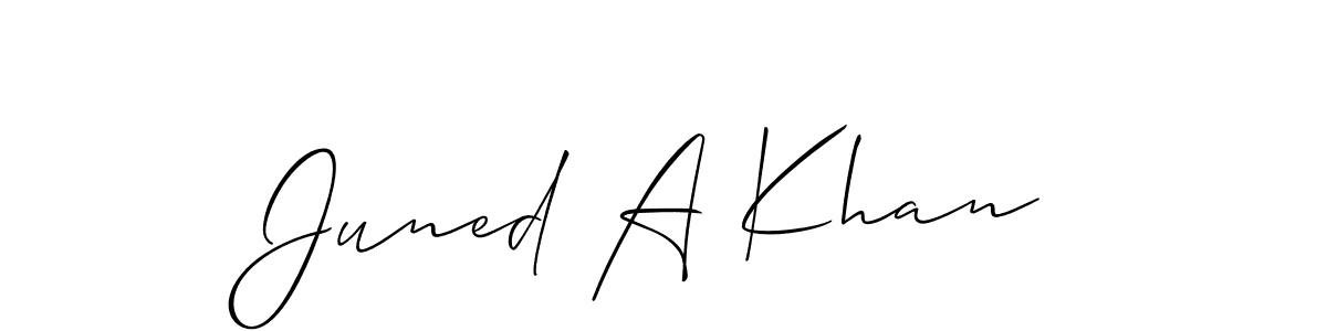 Use a signature maker to create a handwritten signature online. With this signature software, you can design (Allison_Script) your own signature for name Juned A Khan. Juned A Khan signature style 2 images and pictures png