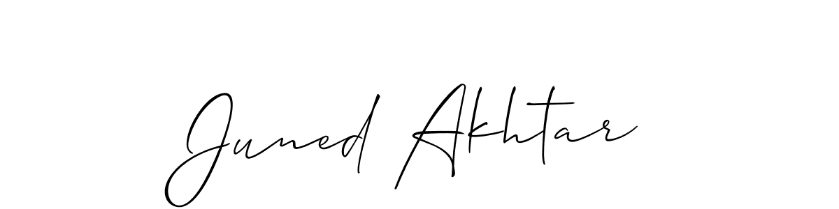 How to make Juned Akhtar name signature. Use Allison_Script style for creating short signs online. This is the latest handwritten sign. Juned Akhtar signature style 2 images and pictures png