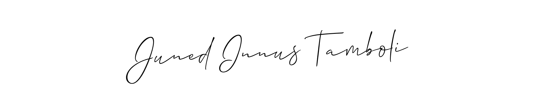 Create a beautiful signature design for name Juned Innus Tamboli. With this signature (Allison_Script) fonts, you can make a handwritten signature for free. Juned Innus Tamboli signature style 2 images and pictures png