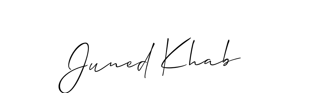 Also You can easily find your signature by using the search form. We will create Juned Khab name handwritten signature images for you free of cost using Allison_Script sign style. Juned Khab signature style 2 images and pictures png