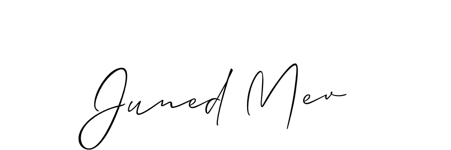 Use a signature maker to create a handwritten signature online. With this signature software, you can design (Allison_Script) your own signature for name Juned Mev. Juned Mev signature style 2 images and pictures png