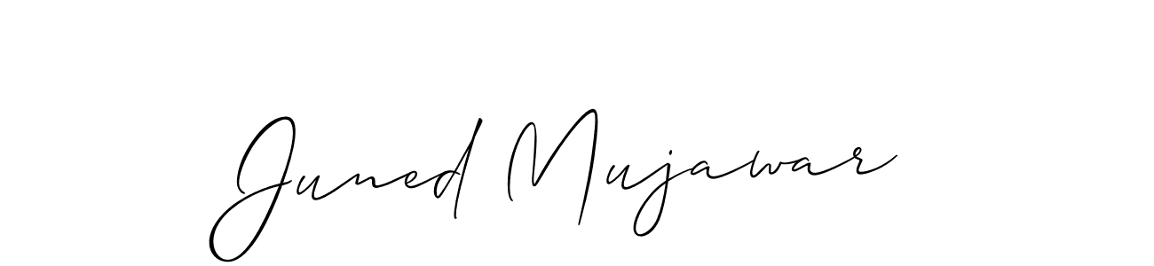 Make a beautiful signature design for name Juned Mujawar. With this signature (Allison_Script) style, you can create a handwritten signature for free. Juned Mujawar signature style 2 images and pictures png