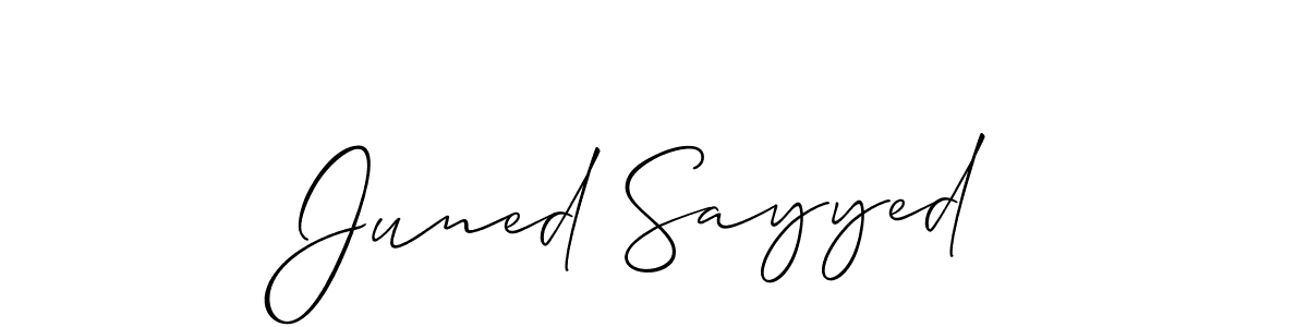 Make a beautiful signature design for name Juned Sayyed. With this signature (Allison_Script) style, you can create a handwritten signature for free. Juned Sayyed signature style 2 images and pictures png