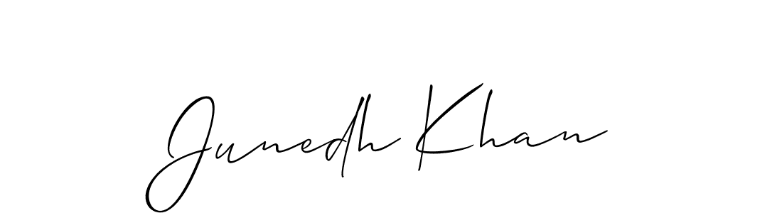Use a signature maker to create a handwritten signature online. With this signature software, you can design (Allison_Script) your own signature for name Junedh Khan. Junedh Khan signature style 2 images and pictures png