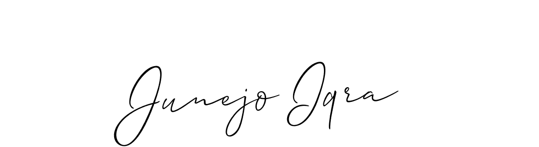 Make a beautiful signature design for name Junejo Iqra. With this signature (Allison_Script) style, you can create a handwritten signature for free. Junejo Iqra signature style 2 images and pictures png