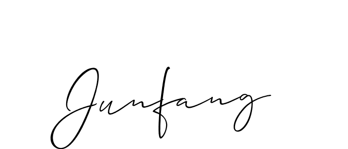 How to make Junfang signature? Allison_Script is a professional autograph style. Create handwritten signature for Junfang name. Junfang signature style 2 images and pictures png