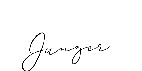 Use a signature maker to create a handwritten signature online. With this signature software, you can design (Allison_Script) your own signature for name Junger. Junger signature style 2 images and pictures png