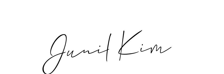 if you are searching for the best signature style for your name Junil Kim. so please give up your signature search. here we have designed multiple signature styles  using Allison_Script. Junil Kim signature style 2 images and pictures png