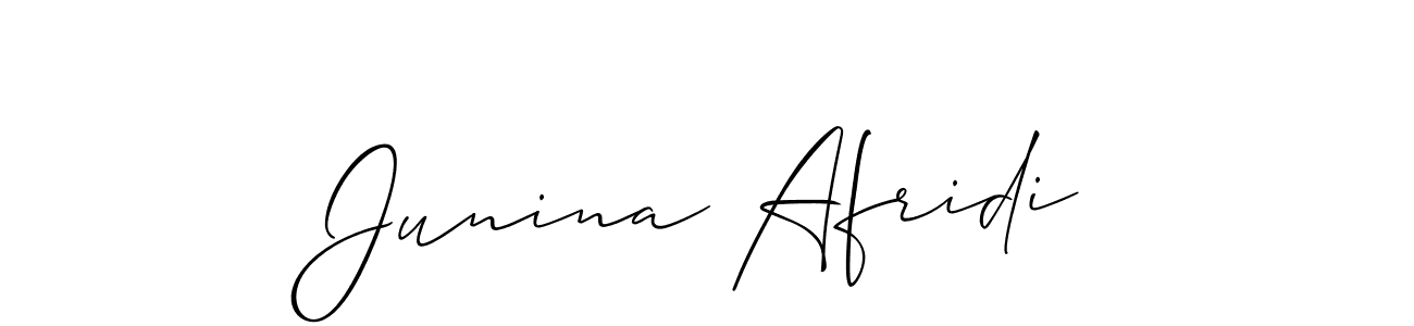 Allison_Script is a professional signature style that is perfect for those who want to add a touch of class to their signature. It is also a great choice for those who want to make their signature more unique. Get Junina Afridi name to fancy signature for free. Junina Afridi signature style 2 images and pictures png