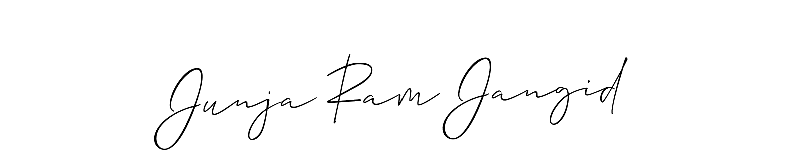 if you are searching for the best signature style for your name Junja Ram Jangid. so please give up your signature search. here we have designed multiple signature styles  using Allison_Script. Junja Ram Jangid signature style 2 images and pictures png