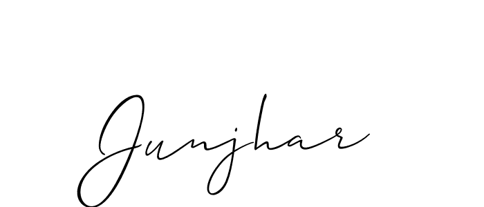 Make a beautiful signature design for name Junjhar. With this signature (Allison_Script) style, you can create a handwritten signature for free. Junjhar signature style 2 images and pictures png