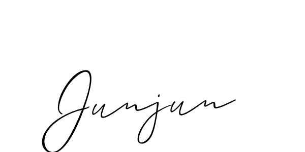 How to make Junjun name signature. Use Allison_Script style for creating short signs online. This is the latest handwritten sign. Junjun signature style 2 images and pictures png