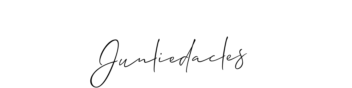 How to Draw Junliedacles signature style? Allison_Script is a latest design signature styles for name Junliedacles. Junliedacles signature style 2 images and pictures png