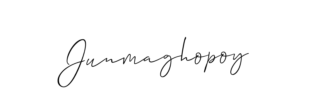 The best way (Allison_Script) to make a short signature is to pick only two or three words in your name. The name Junmaghopoy include a total of six letters. For converting this name. Junmaghopoy signature style 2 images and pictures png