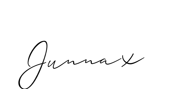 You should practise on your own different ways (Allison_Script) to write your name (Junnax) in signature. don't let someone else do it for you. Junnax signature style 2 images and pictures png