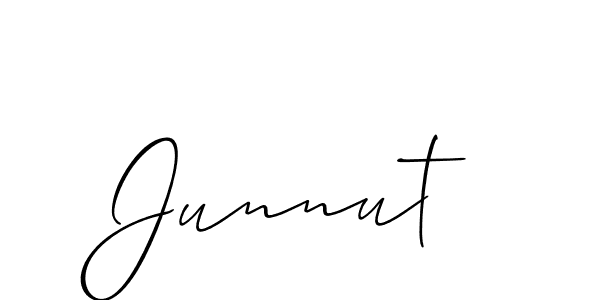 Allison_Script is a professional signature style that is perfect for those who want to add a touch of class to their signature. It is also a great choice for those who want to make their signature more unique. Get Junnut name to fancy signature for free. Junnut signature style 2 images and pictures png