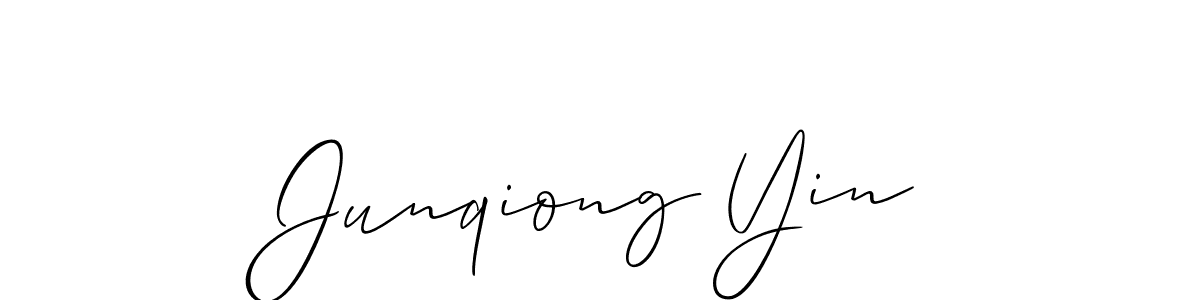 You should practise on your own different ways (Allison_Script) to write your name (Junqiong Yin) in signature. don't let someone else do it for you. Junqiong Yin signature style 2 images and pictures png