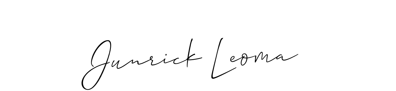 This is the best signature style for the Junrick Leoma name. Also you like these signature font (Allison_Script). Mix name signature. Junrick Leoma signature style 2 images and pictures png