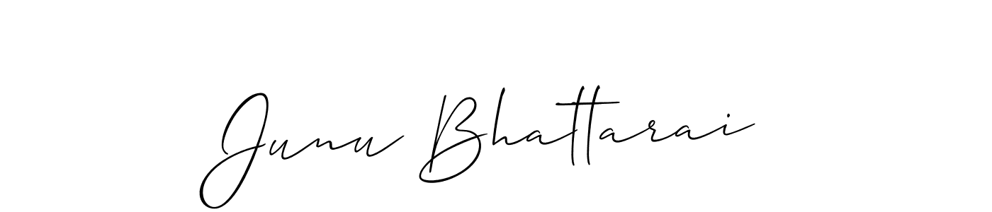 The best way (Allison_Script) to make a short signature is to pick only two or three words in your name. The name Junu Bhattarai include a total of six letters. For converting this name. Junu Bhattarai signature style 2 images and pictures png