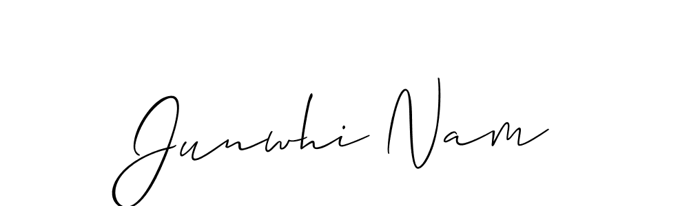 Junwhi Nam stylish signature style. Best Handwritten Sign (Allison_Script) for my name. Handwritten Signature Collection Ideas for my name Junwhi Nam. Junwhi Nam signature style 2 images and pictures png