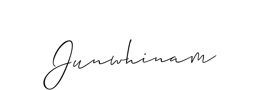 Allison_Script is a professional signature style that is perfect for those who want to add a touch of class to their signature. It is also a great choice for those who want to make their signature more unique. Get Junwhinam name to fancy signature for free. Junwhinam signature style 2 images and pictures png