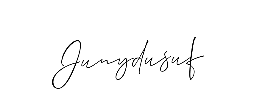The best way (Allison_Script) to make a short signature is to pick only two or three words in your name. The name Junydusuf include a total of six letters. For converting this name. Junydusuf signature style 2 images and pictures png
