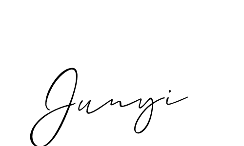 How to make Junyi signature? Allison_Script is a professional autograph style. Create handwritten signature for Junyi name. Junyi signature style 2 images and pictures png