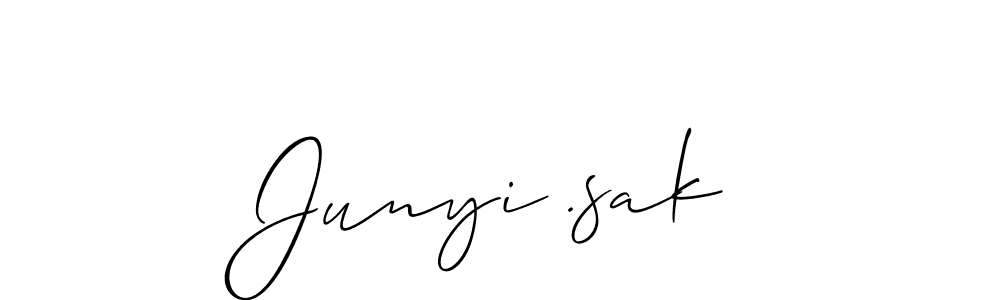 Make a beautiful signature design for name Junyi .sak. With this signature (Allison_Script) style, you can create a handwritten signature for free. Junyi .sak signature style 2 images and pictures png