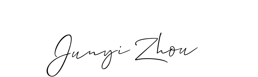 Make a beautiful signature design for name Junyi Zhou. With this signature (Allison_Script) style, you can create a handwritten signature for free. Junyi Zhou signature style 2 images and pictures png